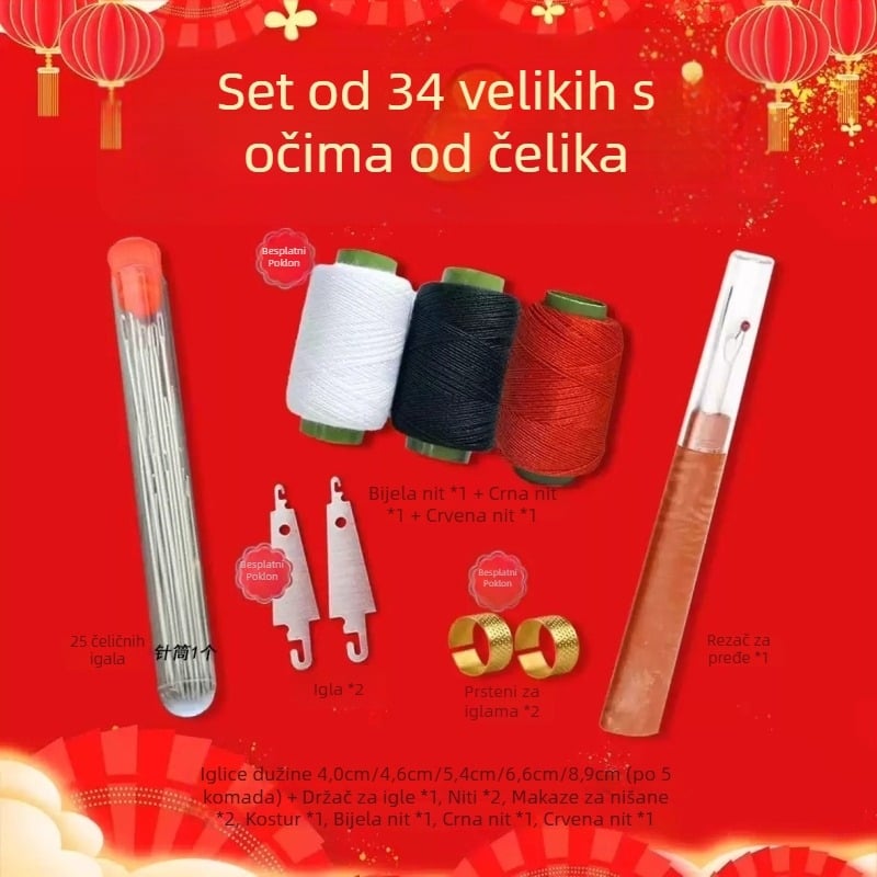 Seam ripper set, 34 komada ručno izrađenih čeličnih igala, tanke šivaće igle, moderan stil