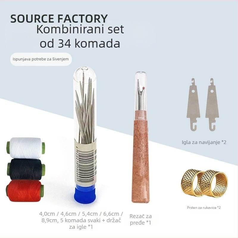 Seam ripper set, 34 komada ručno izrađenih čeličnih igala, tanke šivaće igle, moderan stil