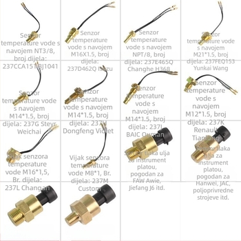 3-u-1 mjerač temperatura vode, napona i tlaka ulja za vozila 12V/24V – LED zaslon, kućište od plastičnog stakla, raspon 9–36V, težina 190 g