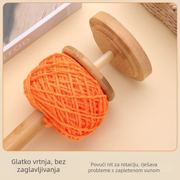 Drveni navijač za vunu s rotirajućim spremnikom za pohranu – DIY komplet za namotavanje vlakana za pletenje, 10 komada