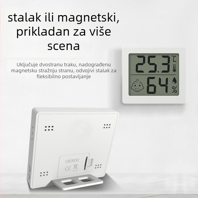 Huapai Digitalni Termometar-Higrometar s Prikazom, Unutarnja Upotreba, Zidni Nosač s Magnetskim Držačem, Visoka Preciznost, Napajanje CR2032 Baterijom
