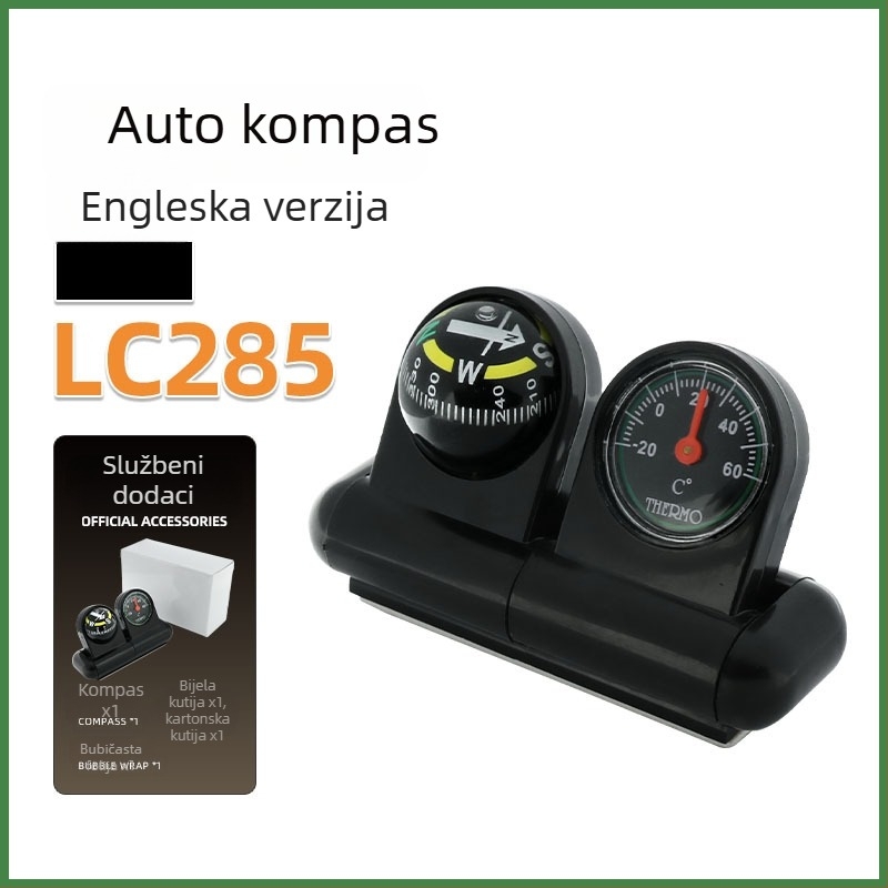 Unutarnji kompas za automobil s termometrom LC285 – Nisa nisa, dvojezični zaslon