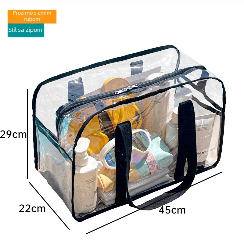 Prozirna PVC torba za kozmetiku, velikog kapaciteta, vodootporna, oblik ručne torbe, za putovanja, višenamjenska