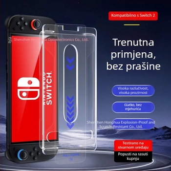 Switch2 stakleni zaštitnik za cijeli zaslon, bez prašine, 0,33 mm, 95% prozirnost, AR poboljšana jasnoća