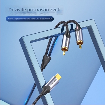 Weixun BGU serija USB-C na dvostruki RCA audio kabel s pamučnom mrežom i kućištem od aluminijske legure, siva, duljina 0.5–3 m