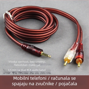 Kabel za zvuk 3,5 mm na 2x RCA, Y-split, pozlaćeni OFC vodovi