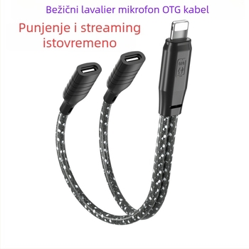 OTG Type-C adapter kabel za bežični Lavalier mikrofon s digitalnim čipom, punjiv, duljina 0,15 m