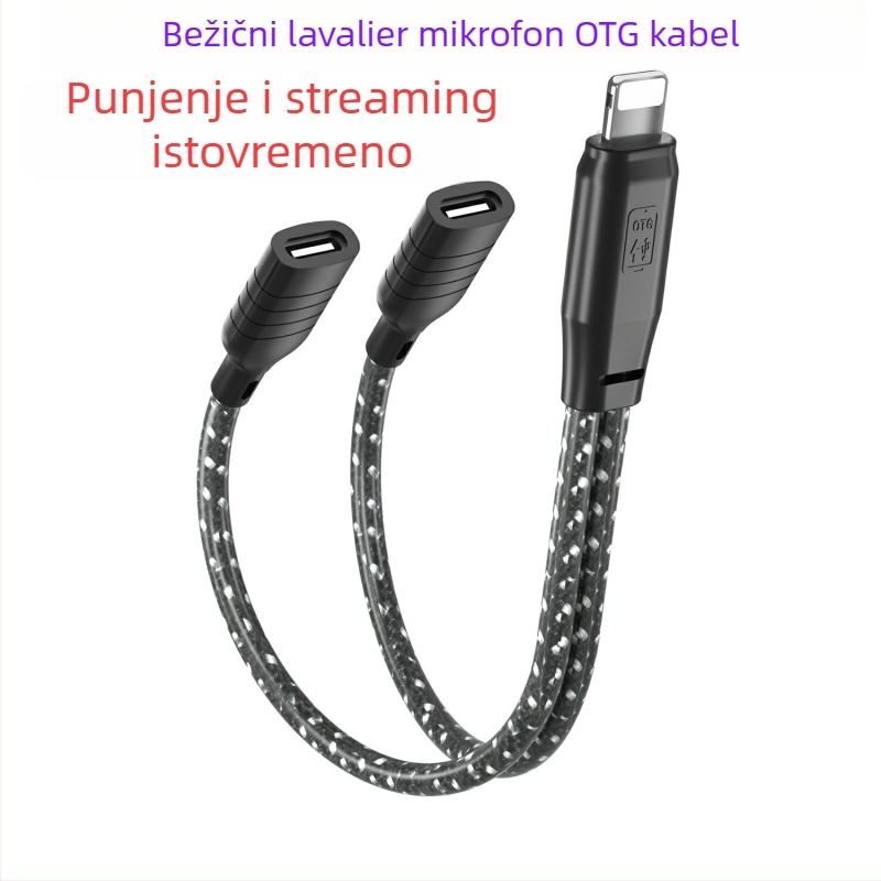 OTG Type-C adapter kabel za bežični Lavalier mikrofon s digitalnim čipom, punjiv, duljina 0,15 m