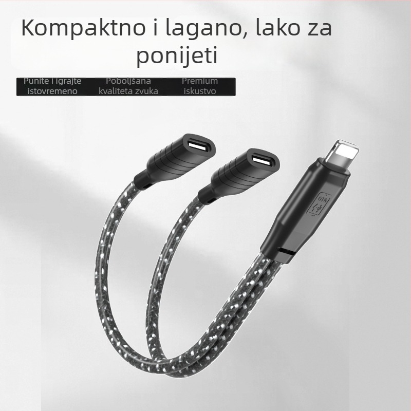 OTG Type-C adapter kabel za bežični Lavalier mikrofon s digitalnim čipom, punjiv, duljina 0,15 m
