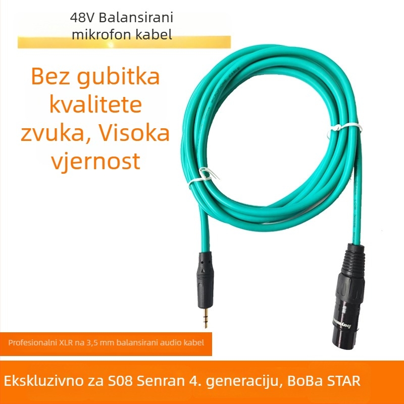 Izbalansirani kabel za mikrofon: XLR samica na 3,5 mm, 48V kondenzatorski mikrofon, SO8, izbalansirana linija