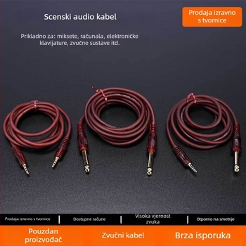 Audio kabel za gitarističko pojačalo — bakar bez kisika, bakreno jezgro, bakrena konstrukcija, 6,35 mm konektori