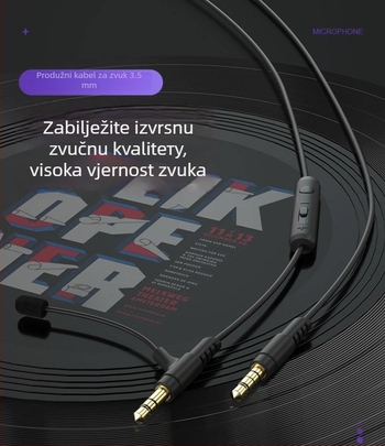 Audio kabel s mikrofonom — Qilian V3pro-heise, pozlaćen, bakreno jezgro s premazom srebra