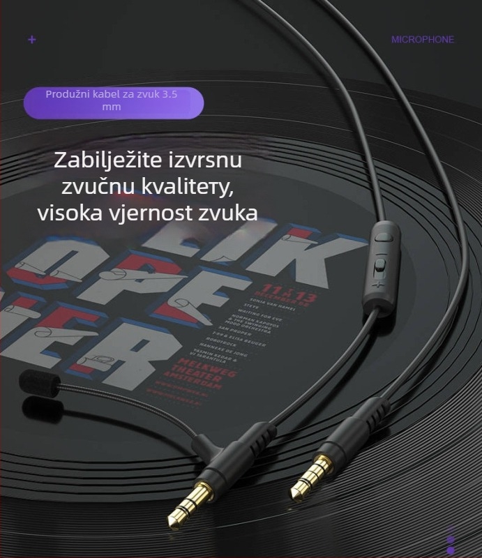 Audio kabel s mikrofonom — Qilian V3pro-heise, pozlaćen, bakreno jezgro s premazom srebra