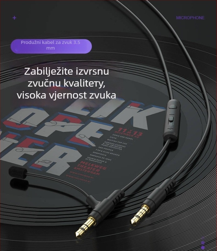 Audio kabel s mikrofonom — Qilian V3pro-heise, pozlaćen, bakreno jezgro s premazom srebra