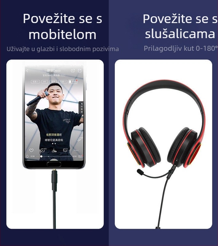 Audio kabel s mikrofonom — Qilian V3pro-heise, pozlaćen, bakreno jezgro s premazom srebra