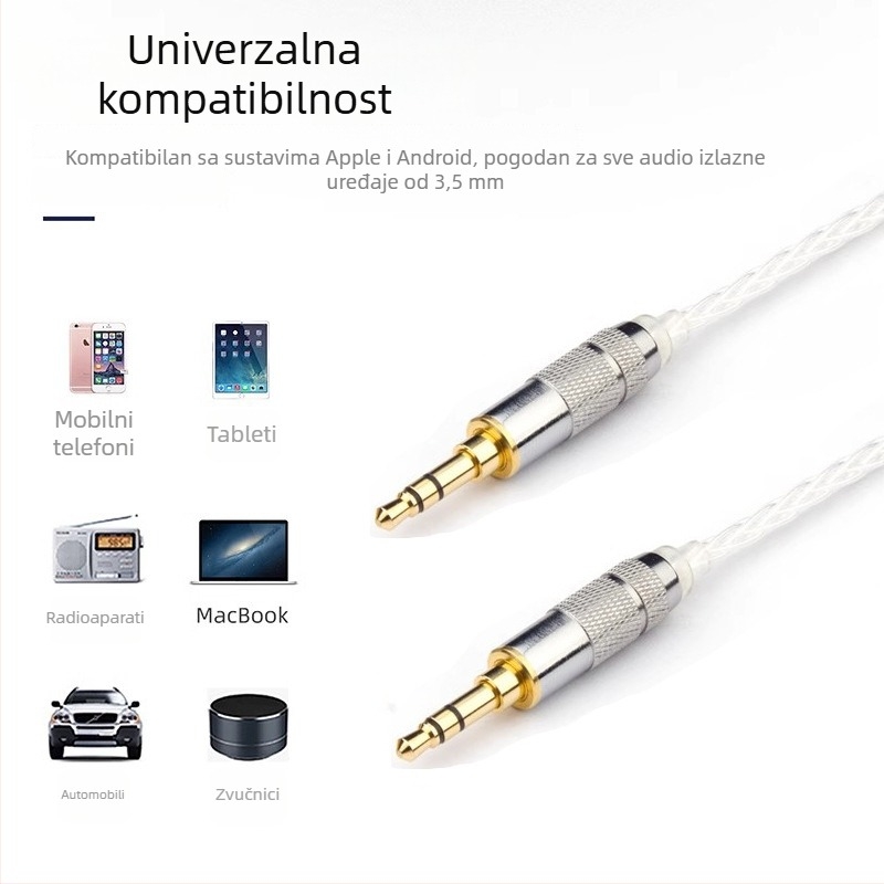 AUX kabel od monokristalnog bakra za audiophile mobilni i auto audio, 3,5 mm
