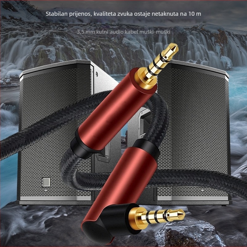 3,5 mm muško–muški audio kabel, ravni i zakrivljeni, za računalo, mobitel, slušalice i auto stereo