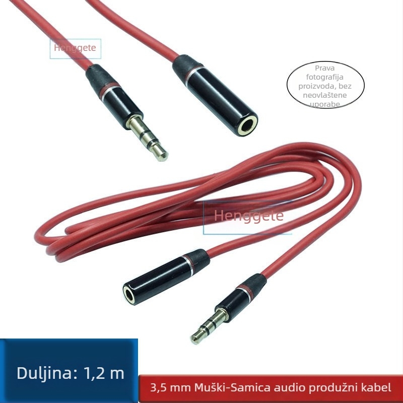 3,5 mm audio produžnica, muški–ženski priključak, AUX, bakar jezgro