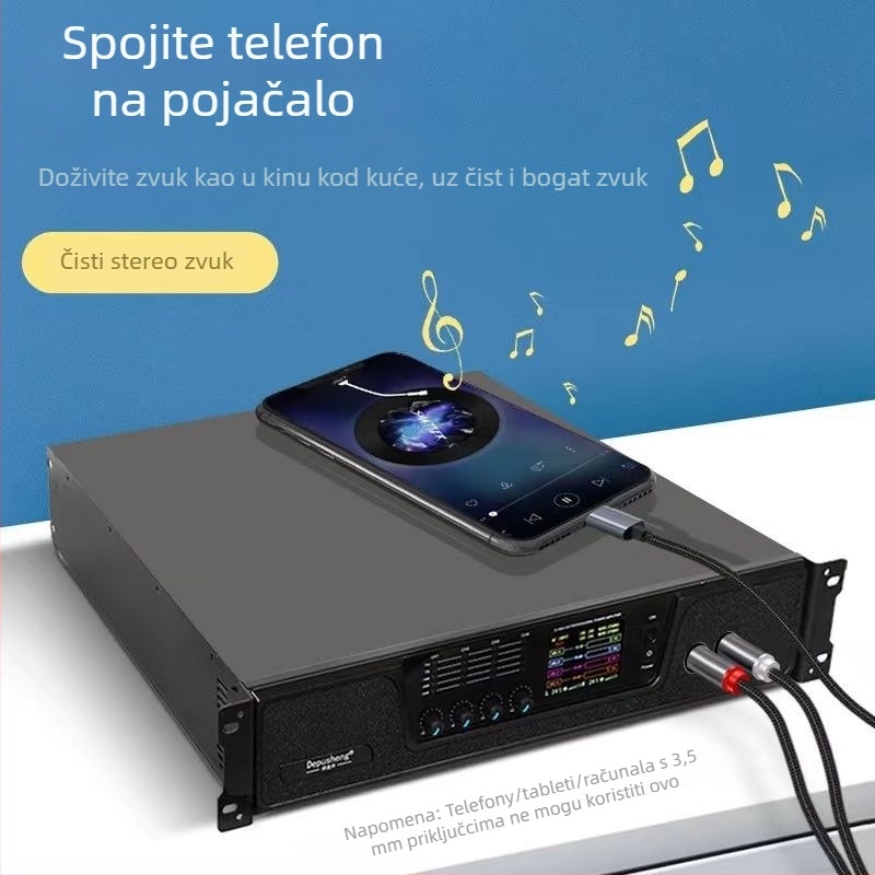 Type-C audio kabel, splitter 1 na 2, 3,5 mm na dvostruke RCA, zlatni konektori, bakreno jezgro