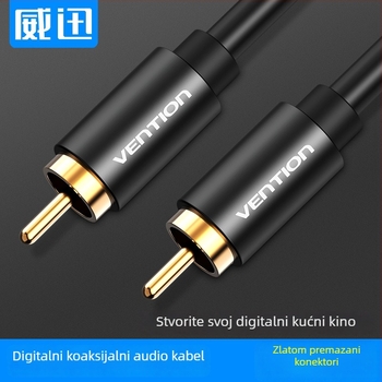 Weixun VAB-R09 koaksijalni SPDIF audio kabel s RCA konektorima, pozlaćen, OFC bakar, za PC