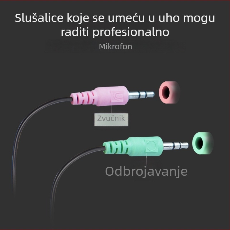 3,5 mm audio splitter kabel, 1× muški na 2× ženski, adapter za mikrofon/slušalice za računalo