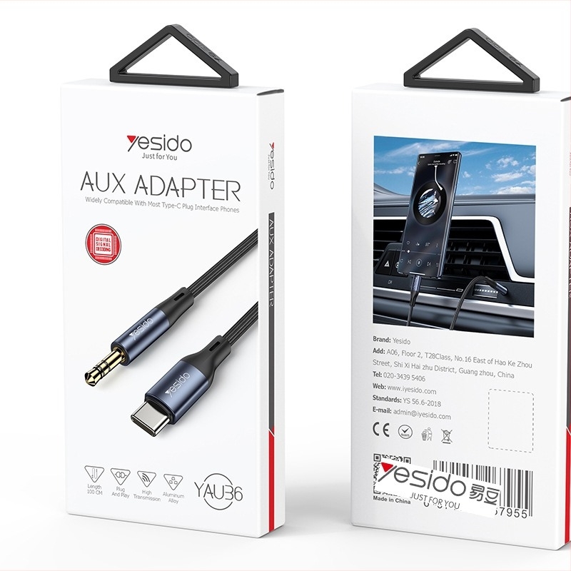Yesido YAU36 Audio kabel, najlon jezgro, vodič: aluminijska zlitina + TPE, kompatibilno s autom, računalom, mobitelom i tabletom