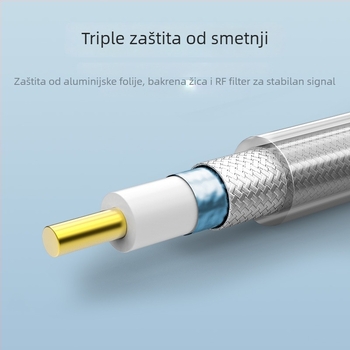 Koaksijalni RCA audio kabel za TV - QS6771, zlatni kontakti, jezgro od čistog bakra, bakrena žica, aktivni magnetski prsten
