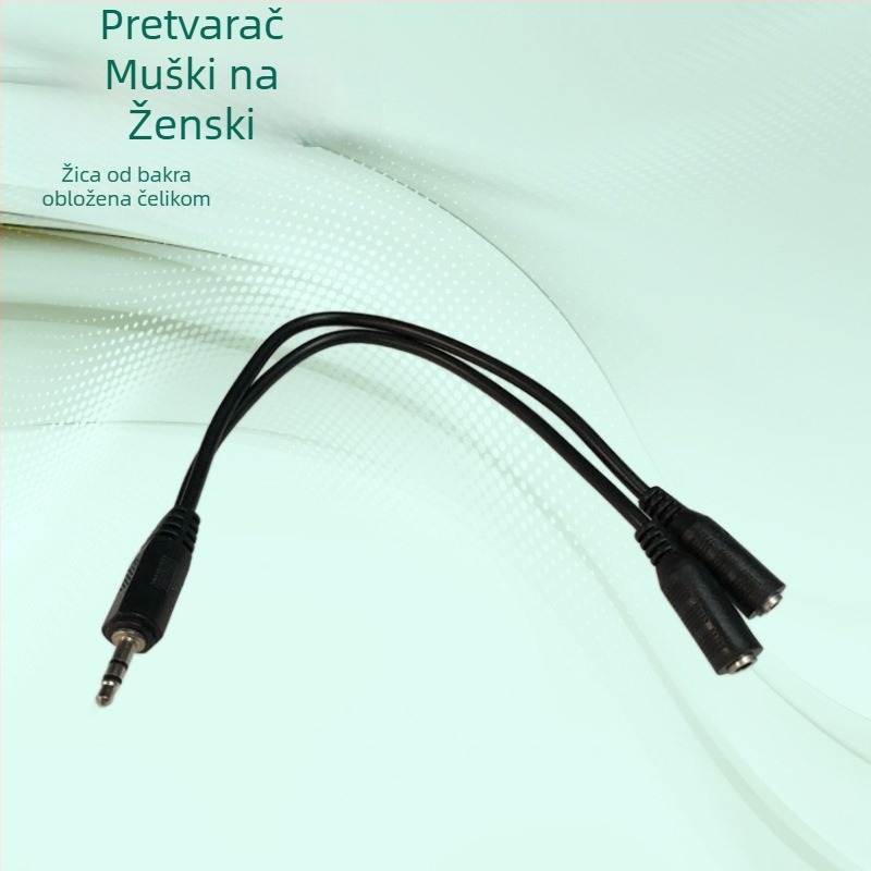 Ruisheng A25 Audio kabel, 3,5 mm muški na dva ženska, niklirano bakreno-obaljeno čelično jezgro