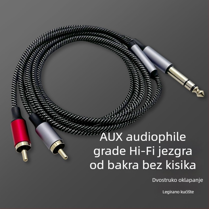 Audio kabel 6,35 mm prema dvostrukom RCA, splitter 1/2, za sučelje zvučne kartice i pojačalo zvučnika