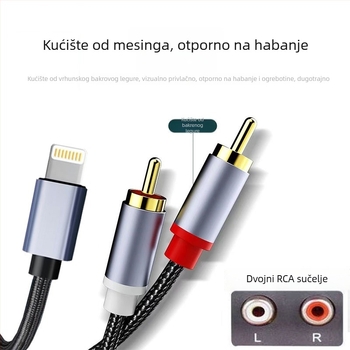 Apple na dvostruki RCA audio kabel, zlatno-platinasti konektori, bakreno jezgro, bakreni vodiči, težina 30 g