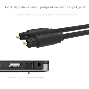 Weixun optički audio kabel za zvučnike i pojačalo, koaksijalni digitalni optički kabel sa četvrtastim priključcima, komunikacijski kabel
