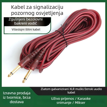 Audio kabel 6.5–6.5 s muškim 6,35 mm konektorima, zlatno obloženi OFC vodiči, gole bakreno jezgro