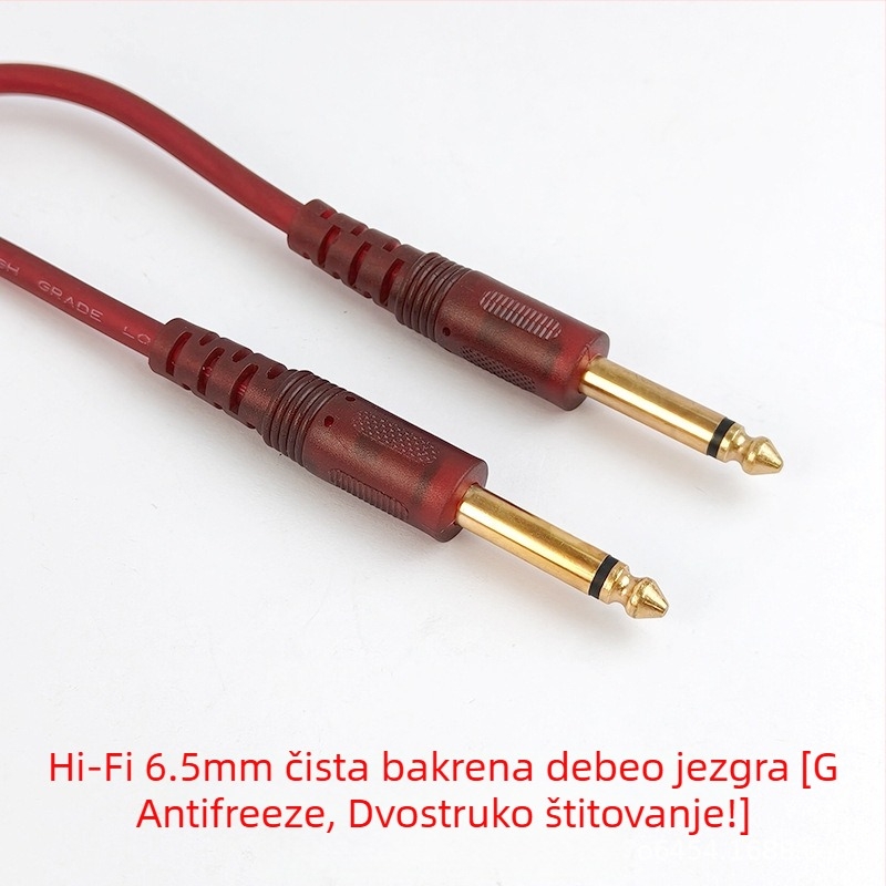 Audio kabel 6.5–6.5 s muškim 6,35 mm konektorima, zlatno obloženi OFC vodiči, gole bakreno jezgro