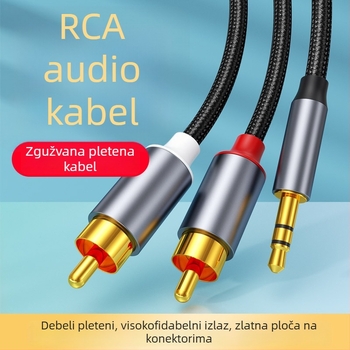 Jiawan RC1 RCA audio kabel, zlato-plirano bakreno jezgro, gola bakrena žica, 3,5 mm na RCA stereo utikač