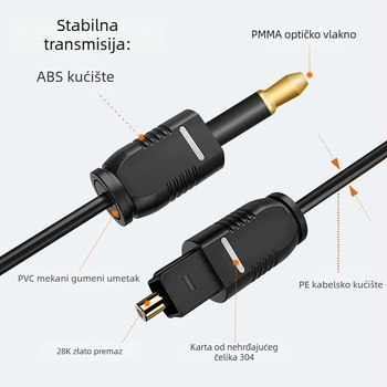 FS Flying Speed T-201 audio kabel Toslink digitalni optički kabel s pozlaćenim kontaktima, PMMA jezgro, ROHS