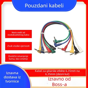 Kabel za gitaru s kutnim konektorom, 90° kutem, jezgro od čistog bakra, bakar bez kisika, niklani konektori, model 07-01