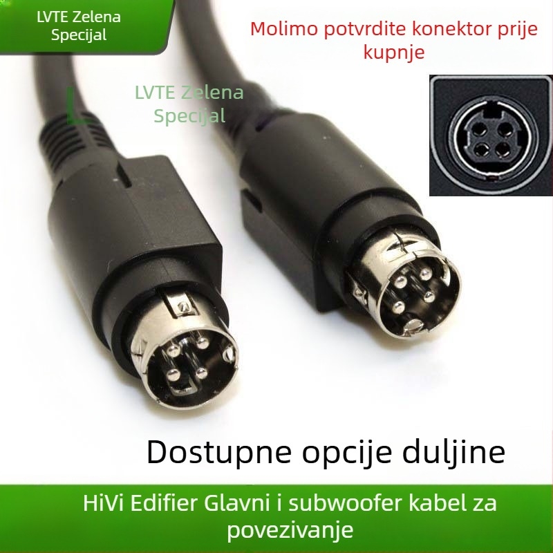 Četverostruki zvučnički kabel za glavni i pomoćni zvučnik, kompatibilan s HiVi D1010 serijom, R1700BT i Edifier R1600TIII