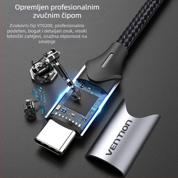 Weixun BGPHY Type-C na dvostruki 3,5 mm ženski audio kabel, jezgro bakra s nikliranom prevlakom, kućište od legure