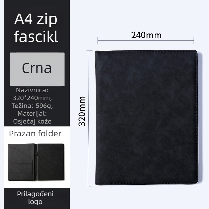 A4 mapa za dokumente, s unutarnjim slojem, PP materijal, tisak logotipa, mogućnost prilagodbe, model A4
