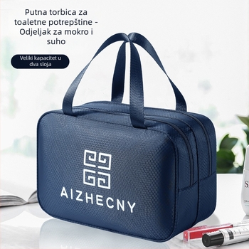 Putna kozmetička torbica s mokro-sušim dijeljenjem, vodootporna, stil ručne torbe, od Oxford platna, višestruka namjena
