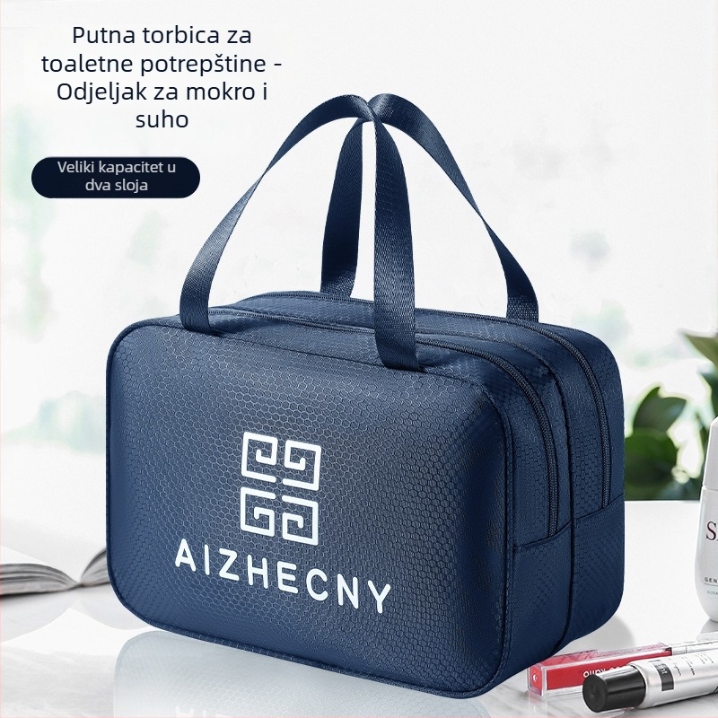 Putna kozmetička torbica s mokro-sušim dijeljenjem, vodootporna, stil ručne torbe, od Oxford platna, višestruka namjena