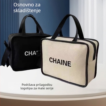 Torbica za šminku, veliki model, kubni oblik, platno materijal, višestruka namjena, za putovanja