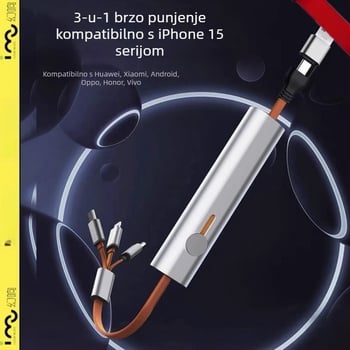 Metalni podatkovni kabel tri u jedan s brzim punjenjem za Apple, Huawei i Android