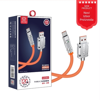 Kabel za podatke za mobitel s dvostrukim sučeljem Lightning i USB-C, 120W brzo punjenje, silikon, model UX362/UX363, Youer