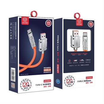 Kabel za podatke za mobitel s dvostrukim sučeljem Lightning i USB-C, 120W brzo punjenje, silikon, model UX362/UX363, Youer