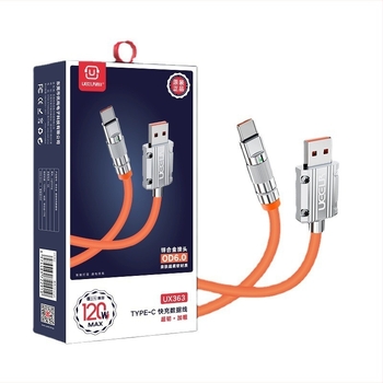 Kabel za podatke za mobitel s dvostrukim sučeljem Lightning i USB-C, 120W brzo punjenje, silikon, model UX362/UX363, Youer