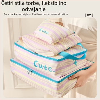 Putna organizator torba s višestrukim pretincima, vodootporna, od poliestera, stil ručne torbe, za donje rublje i kozmetiku