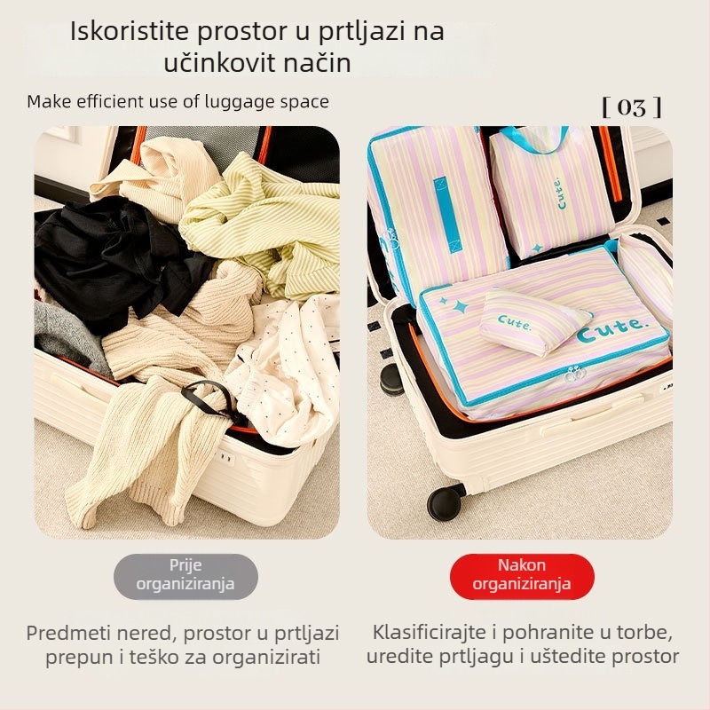 Putna organizator torba s višestrukim pretincima, vodootporna, od poliestera, stil ručne torbe, za donje rublje i kozmetiku