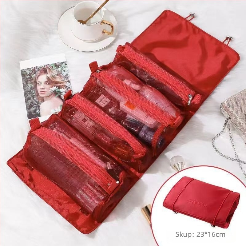 Roll-up torbica za kozmetiku s dijeljenim unutarnjim prostorom, velika kapaciteta, prijenosna, od najlona