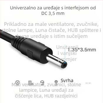 USB na DC 3,5 mm napajanje i podatkovni kabel, 5V, 1 m, OEM, kompatibilan s stolnim lampama, audio uređajima i malim ventilatorima, marka uldum